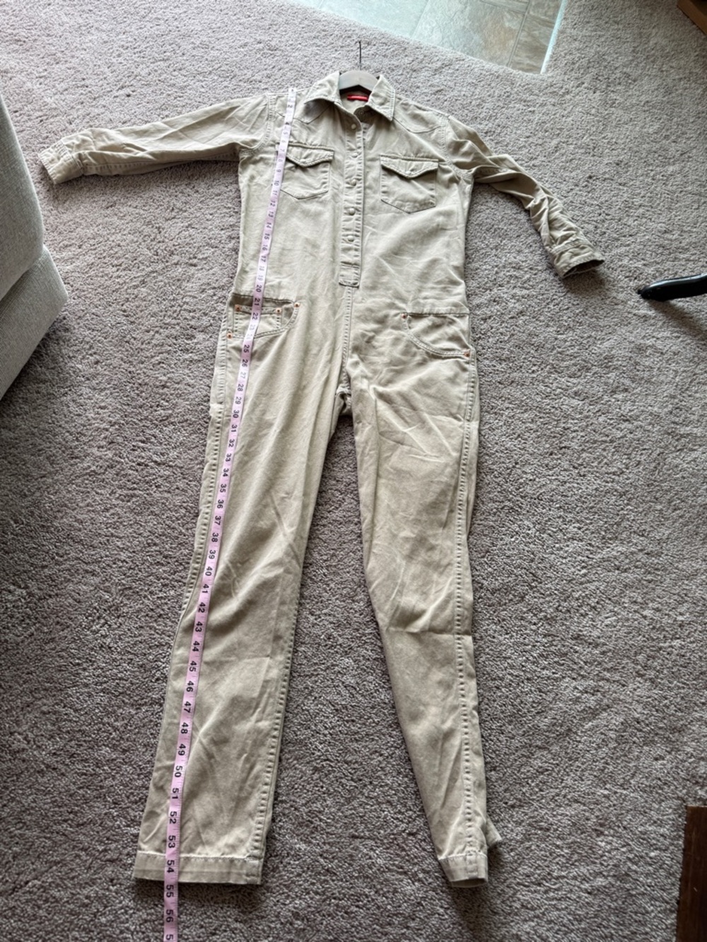 Denimost Beige Utility Jumpsuit
